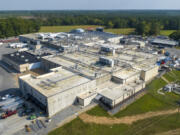 FILE - An aerial view of the Boar&#039;s Head processing plant that was tied to a deadly food poisoning outbreak, Aug. 29, 2024, in Jarratt, Va.