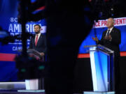 Democratic vice presidential nominee Minnesota Gov. Tim Walz speaks during a vice presidential debate hosted by CBS News, with Republican vice presidential nominee Sen. JD Vance, R-Ohio, Tuesday, Oct. 1, 2024, in New York.