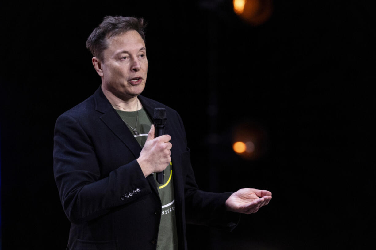 Elon Musk speaks at Life Center Church in Harrisburg, Pa., Saturday, Oct. 19, 2024.