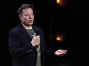 Elon Musk speaks at Life Center Church in Harrisburg, Pa., Saturday, Oct. 19, 2024.