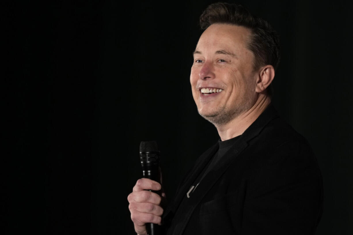 Elon Musk speaks as part of a campaign town hall in support of Republican presidential nominee former President Donald Trump in Folsom, Pa., Thursday, Oct. 17, 2024.