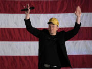 Elon Musk speaks as part of a campaign town hall in support of Republican presidential nominee former President Donald Trump in Folsom, Pa., Thursday, Oct. 17, 2024.