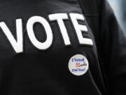 Tamera Drain wears an &ldquo;I Voted&rdquo; sticker on her sweatshirt during a get out the vote rally at North Carolina A&amp;T in Greensboro, N.C., Monday, Oct. 28, 2024.