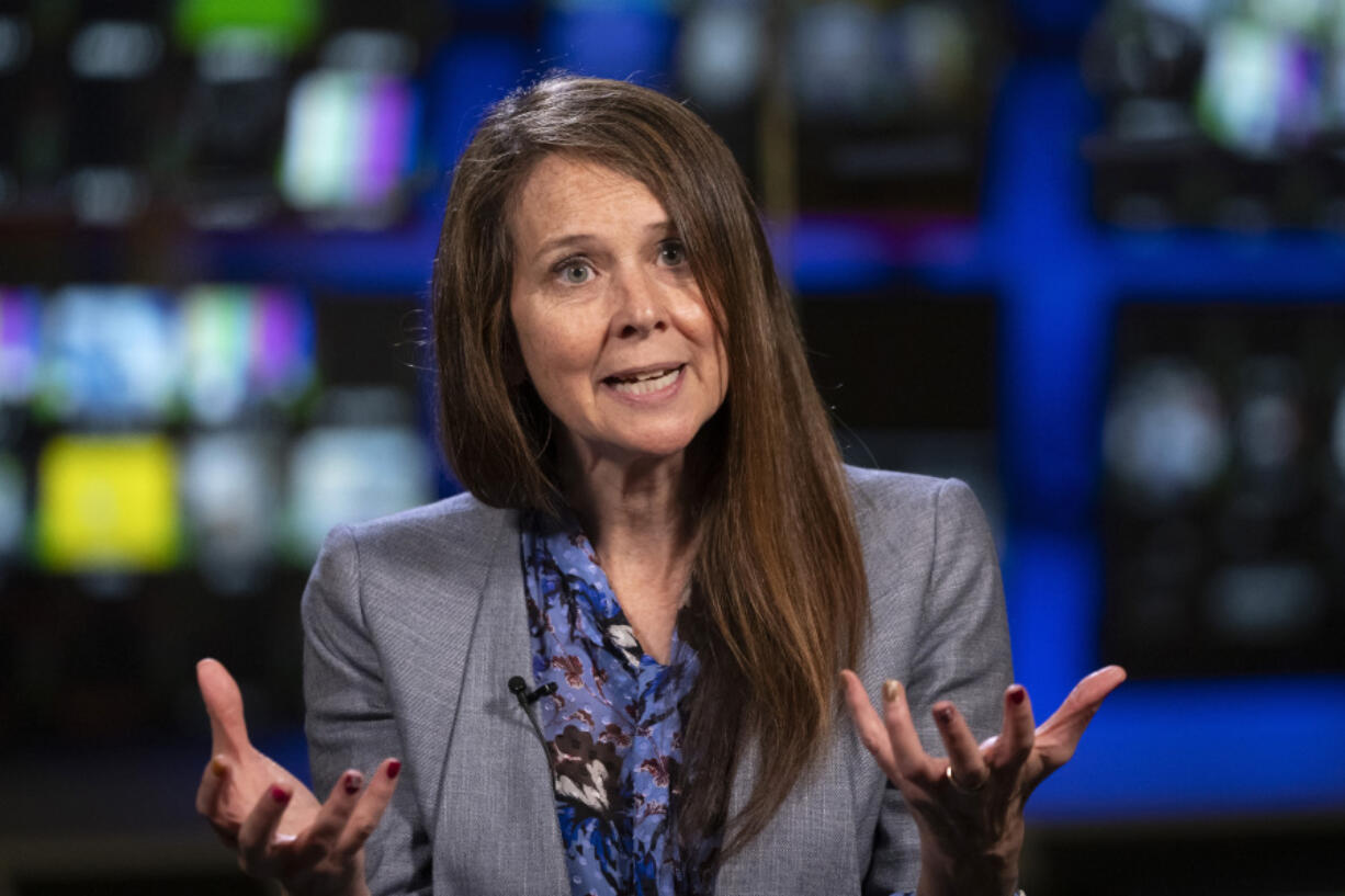 Director of the U.S. Cybersecurity and Infrastructure Security Agency (CISA) Jen Easterly speaks to The Associated Press in Washington, Wednesday, Oct. 2, 2024.