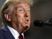 Republican presidential nominee former President Donald Trump speaks at a campaign rally Sunday, Sept. 29, 2024, in Erie, Pa.