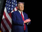 Republican presidential nominee former President Donald Trump arrives for a campaign event Saturday, Sept. 28, 2024, in Prairie du Chien, Wis.