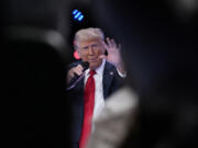 Republican presidential nominee former President Donald Trump speaks during a Univision town hall, Wednesday, Oct. 16, 2024, in Doral, Fla.