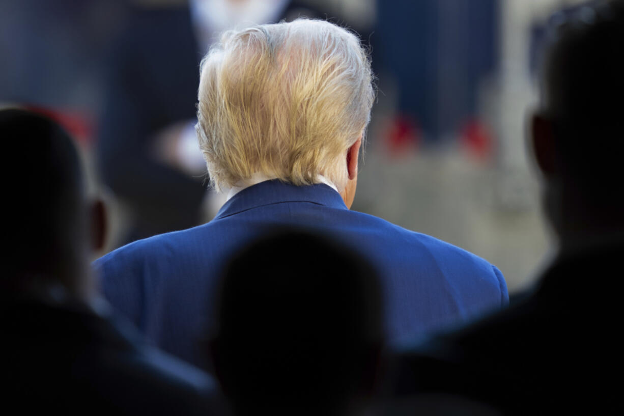 Republican presidential nominee former President Donald Trump leaves after speaking at a faith town hall at Christ Chapel Zebulon, Wednesday, Oct. 23, 2024, in Zebulon, Ga.