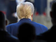 Republican presidential nominee former President Donald Trump leaves after speaking at a faith town hall at Christ Chapel Zebulon, Wednesday, Oct. 23, 2024, in Zebulon, Ga.