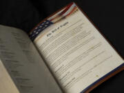 The Bill of Rights is printed in Republican presidential nominee former President Donald Trump&rsquo;s &ldquo;God Bless the USA&rdquo; Bible in Washington, Tuesday, Oct. 8, 2024.