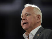 Democratic vice presidential candidate Minnesota Gov. Tim Walz speaks during a campaign event in York, Pa., Wednesday, Oct. 2, 2024.