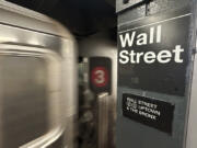 A train arrives at the Wall Street subway station in New York&rsquo;s Financial District on Wednesday, Oct. 23, 2024.