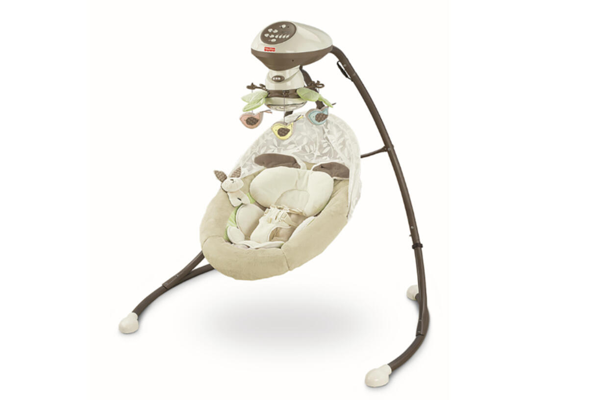 This photo provided by the U.S. Consumer Product Safety Commission shows an example of a Fisher-Price Snuga Swing being recalled Friday, Oct. 11, 2024, following the death of five infants. (U.S.