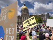 FILE - Abortion rights protesters rally near the Georgia state Capitol in Atlanta, on May 14, (Ben Gray/Atlanta Journal-Constitution via AP)