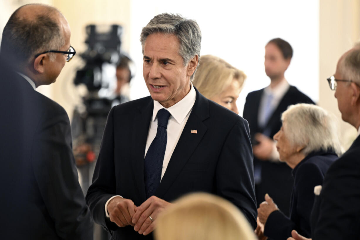 U.S. Secretary of State Anthony Blinken attends a reception for U.S. President Joe Biden in Bellevue Palace, Berlin, Friday Oct. 18, 2024.