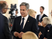 U.S. Secretary of State Anthony Blinken attends a reception for U.S. President Joe Biden in Bellevue Palace, Berlin, Friday Oct. 18, 2024.