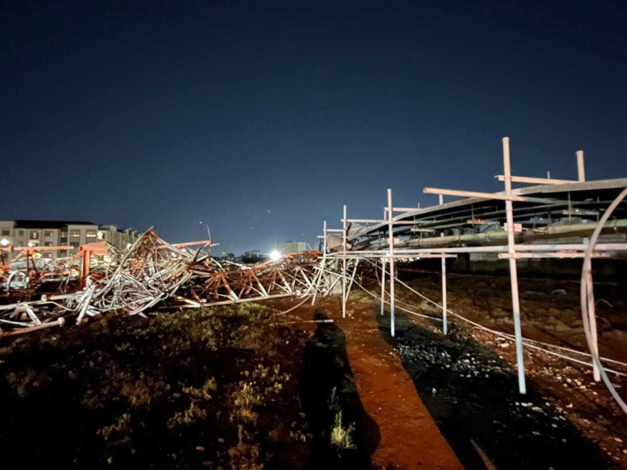 This image provided by the Houston Fire Department shows the destruction caused by a helicopter crash in the city&rsquo;s Second Ward, Sunday, Oct. 20, 2024.