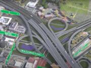 New visualizations of the plans for interchanges around the Interstate 5 Bridge, including at Highway 14, were released by the Interstate Bridge Replacement Program.