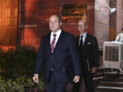 Canada&rsquo;s Deputy High Commissioner to India Stewart Wheeler, left, leaves after meeting with officials at the Indian government&rsquo;s Ministry of External Affairs, in New Delhi, India, Monday, Oct. 14, 2024.