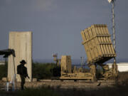 FILE - A battery of Israel&rsquo;s Iron Dome defense missile system, deployed to intercept rockets, sits in Ashkelon, southern Israel, Aug. 7, 2022.