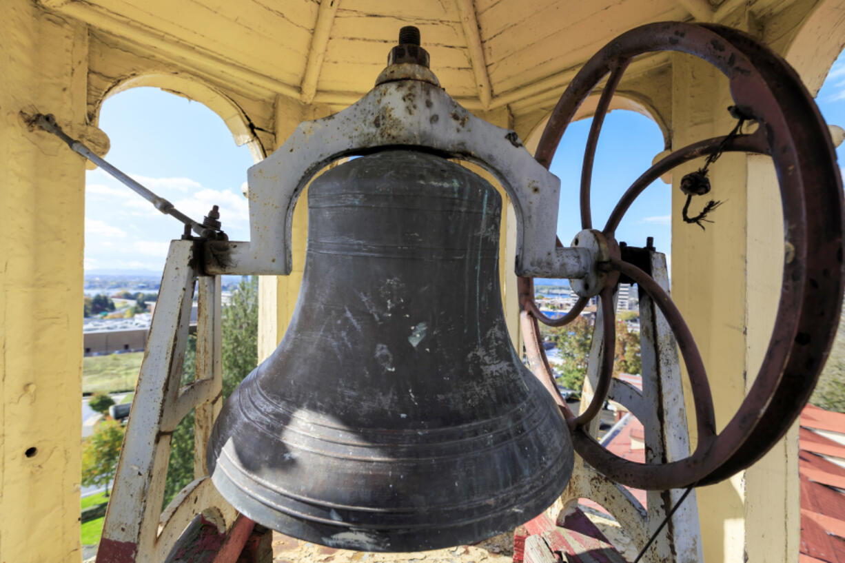 The bell in the Providence Academy cupola, which provides a view of downtown Vancouver, was installed in 1878 and removed after the building was sold in 1968. Its return in 1975 was marked by tragedy.