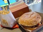 A McDonald&rsquo;s Quarter Pounder hamburger and fries are shown in this photograph, in New York&rsquo;s Times Square, Wednesday, Oct. 23, 2024.