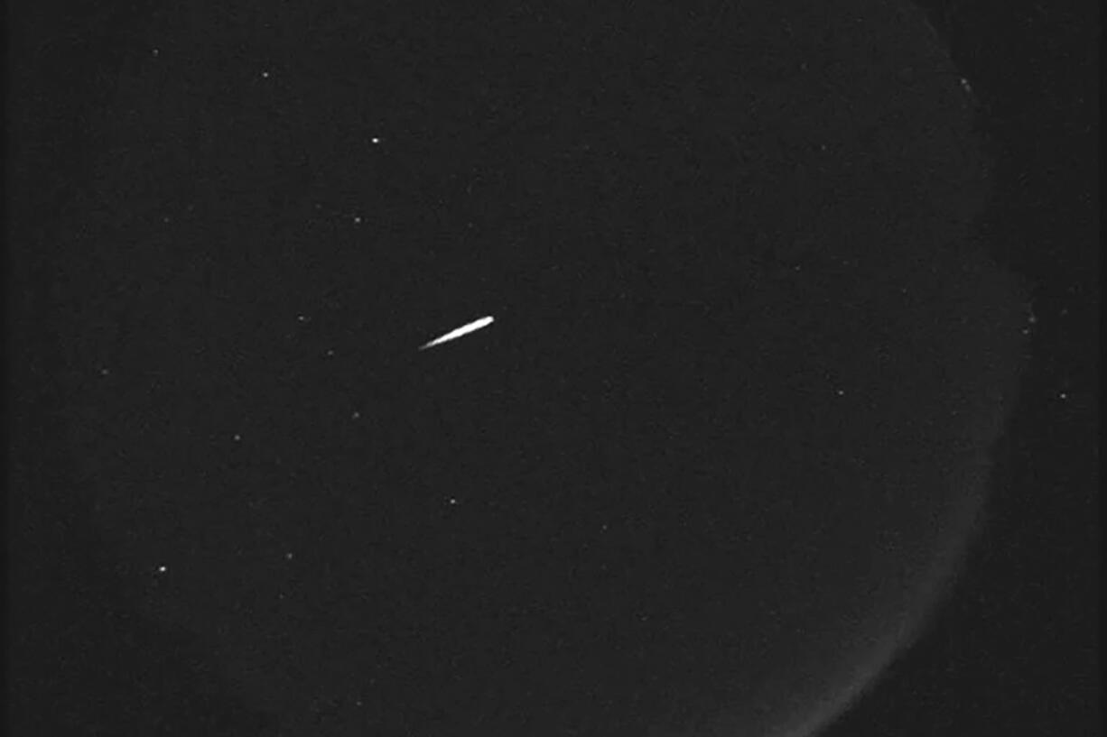 This photo provided by NASA shows the Orionid meteors on Oct. 13, 2015.