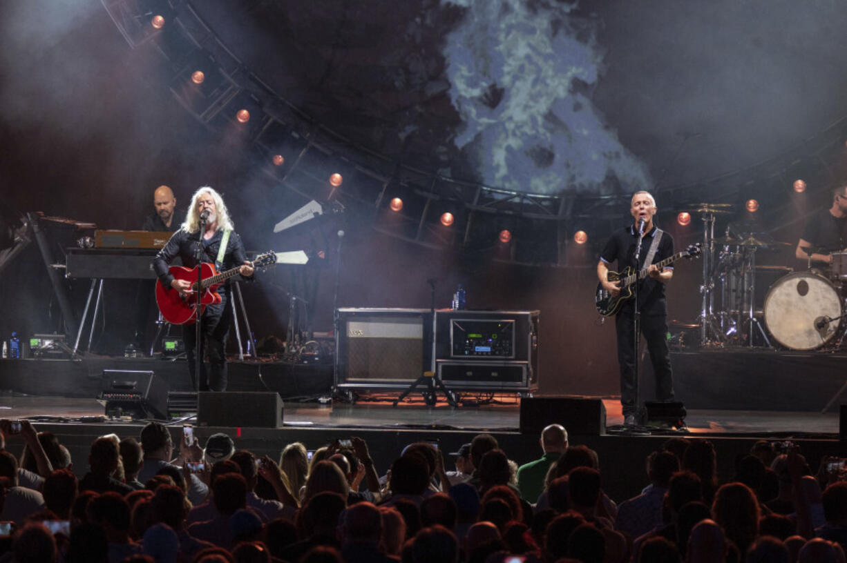 Roland Orzabal, left, and Curt Smith, right, of Tears for Fears, perform June 12, 2022, at Ameris Bank Amphitheatre in Alpharetta, Ga. (Paul R.