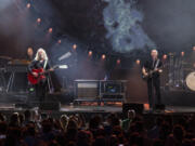 Roland Orzabal, left, and Curt Smith, right, of Tears for Fears, perform June 12, 2022, at Ameris Bank Amphitheatre in Alpharetta, Ga. (Paul R.