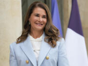 FILE - Melinda Gates, co-chair of the Bill and Melinda Gates Foundation, poses for photographers as she arrives for a meeting after a meeting on the sideline of the gender equality conference at the Elysee Palace in Paris, July 1, 2021.