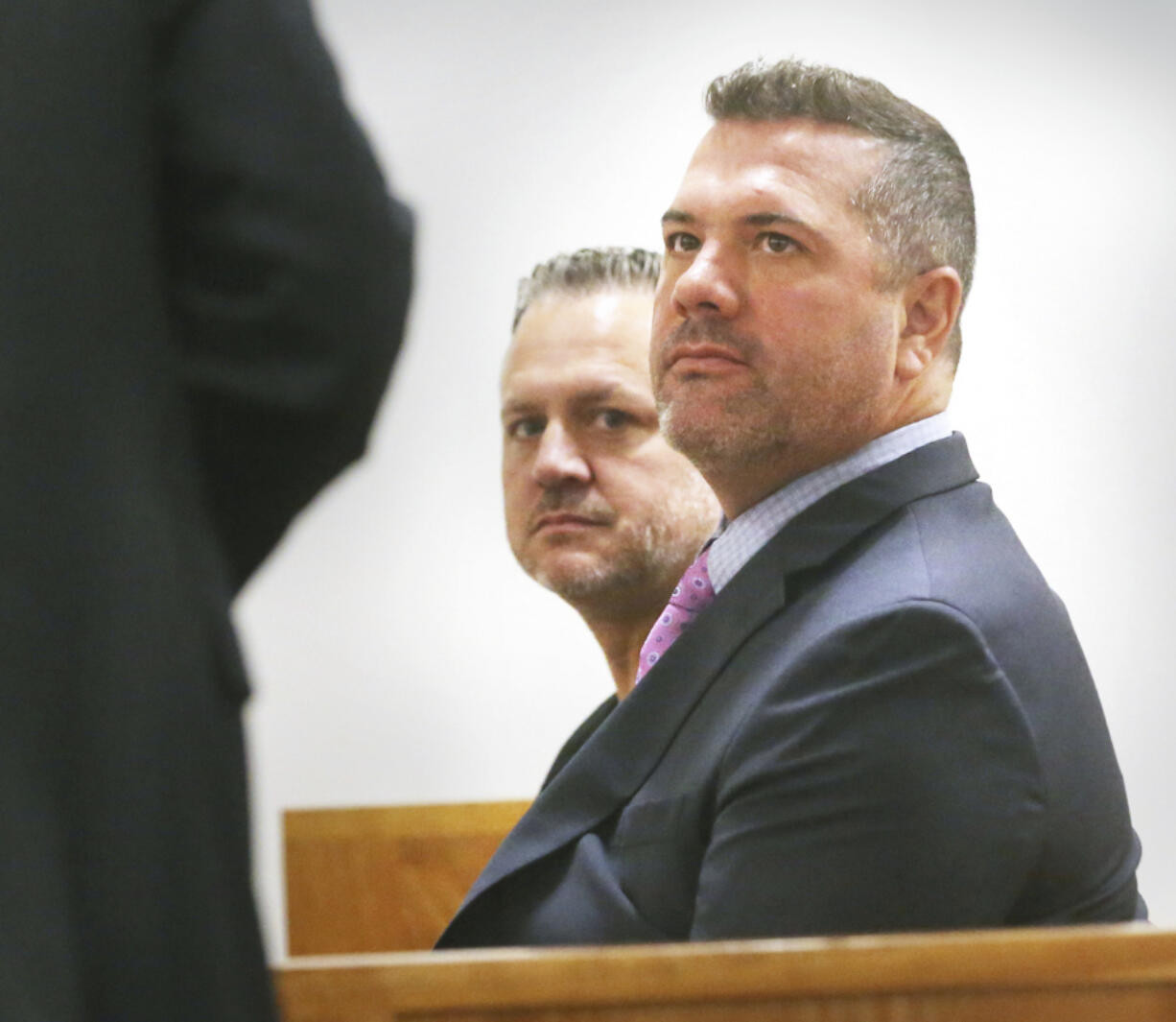 Ex-Portsmouth Police Department sergeant Aaron Goodwin appears in Hampton District Court on Sept. 17, 2024 after pleading guilty to a count of simple assault.