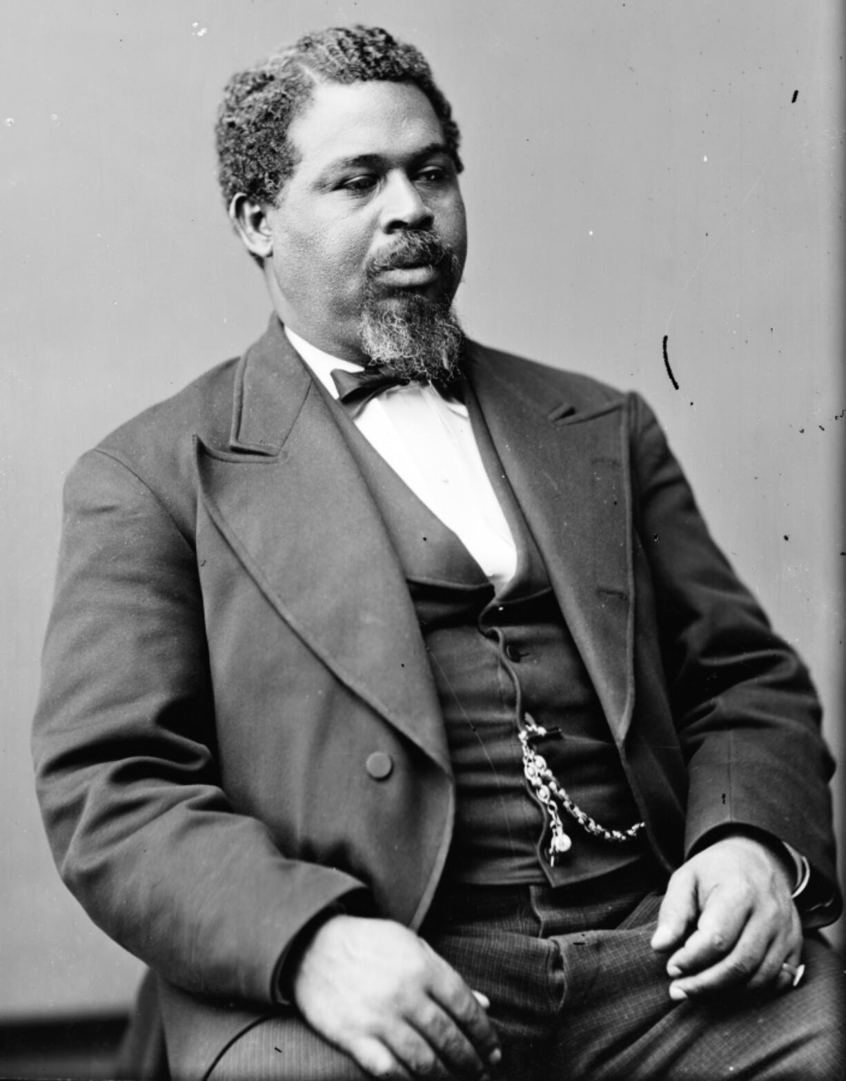 This image from the Library of Congress Brady-Handy photograph collection shows a portrait of Robert Smalls created between 1870 and 1880.