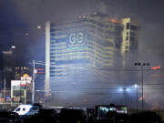 The Tropicana Las Vegas hotel tower is imploded Wednesday, Oct. 9, 2024, in Las Vegas.