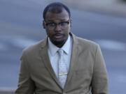 Justin Smith, one of three former Memphis police officers charged in the 2023 fatal beating of Tyre Nichols, arrives at the federal courthouse for the day&rsquo;s proceedings Thursday, Oct. 3, 2024, in Memphis, Tenn.