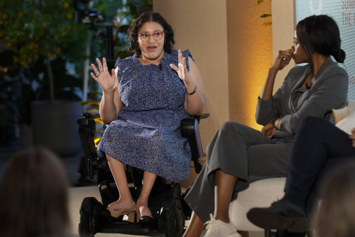 Daphne Frias speaks Sept. 26 during an event at United Nations headquarters.