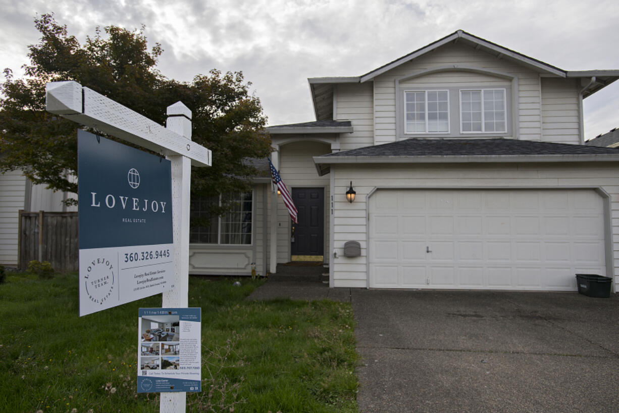 A sign notifies those passing by of a home for sale in Salmon Creek on Tuesday morning, Oct. 15, 2019.