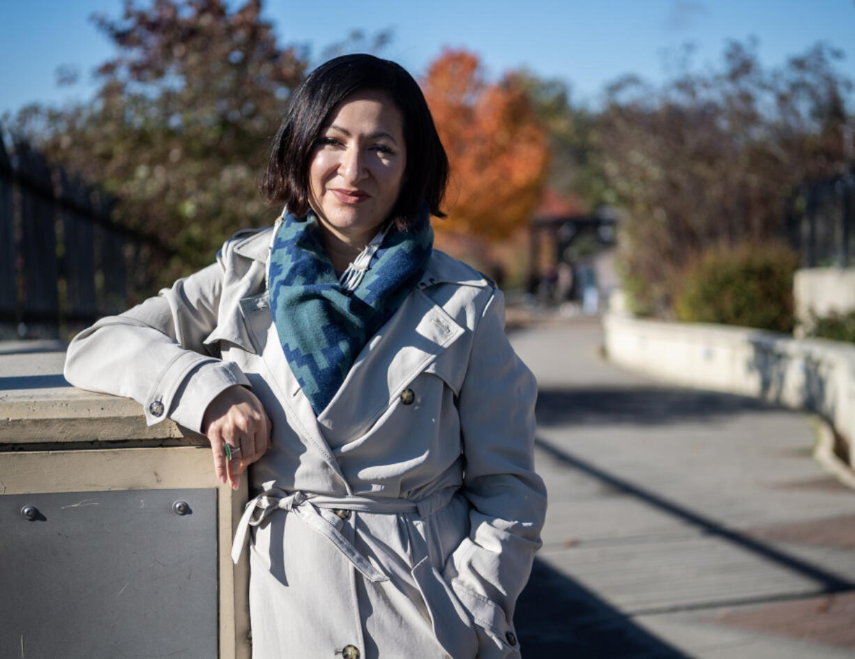 Confluence Executive Director Leah Altman visits the Land Bridge, which is one of five riverside sites the nonprofit has completed. Based in Vancouver, Confluence is a nonprofit agency that works to popularize local tribal history and contemporary culture.