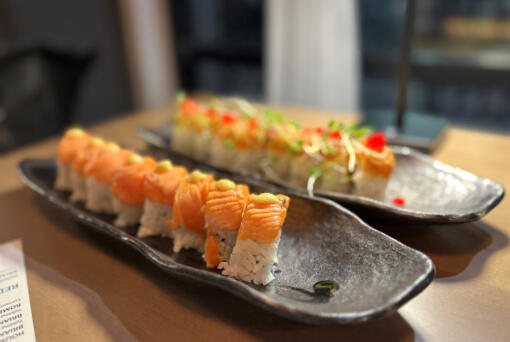 Shinsen Sushi &amp; Lounge&rsquo;s Chef&rsquo;s signature rolls include the Waterfront Roll and Mr. Sakai Roll. (Photos by Rachel Pinsky)