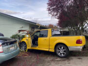 Clark County sheriff&rsquo;s deputies responded about 1 p.m. Wednesday for a pickup that crashed into a residence in Hazel Dell. The home&rsquo;s occupants were not injured. The pickup&rsquo;s driver was arrested on suspicion of drunken driving, according to the sheriff&rsquo;s office.