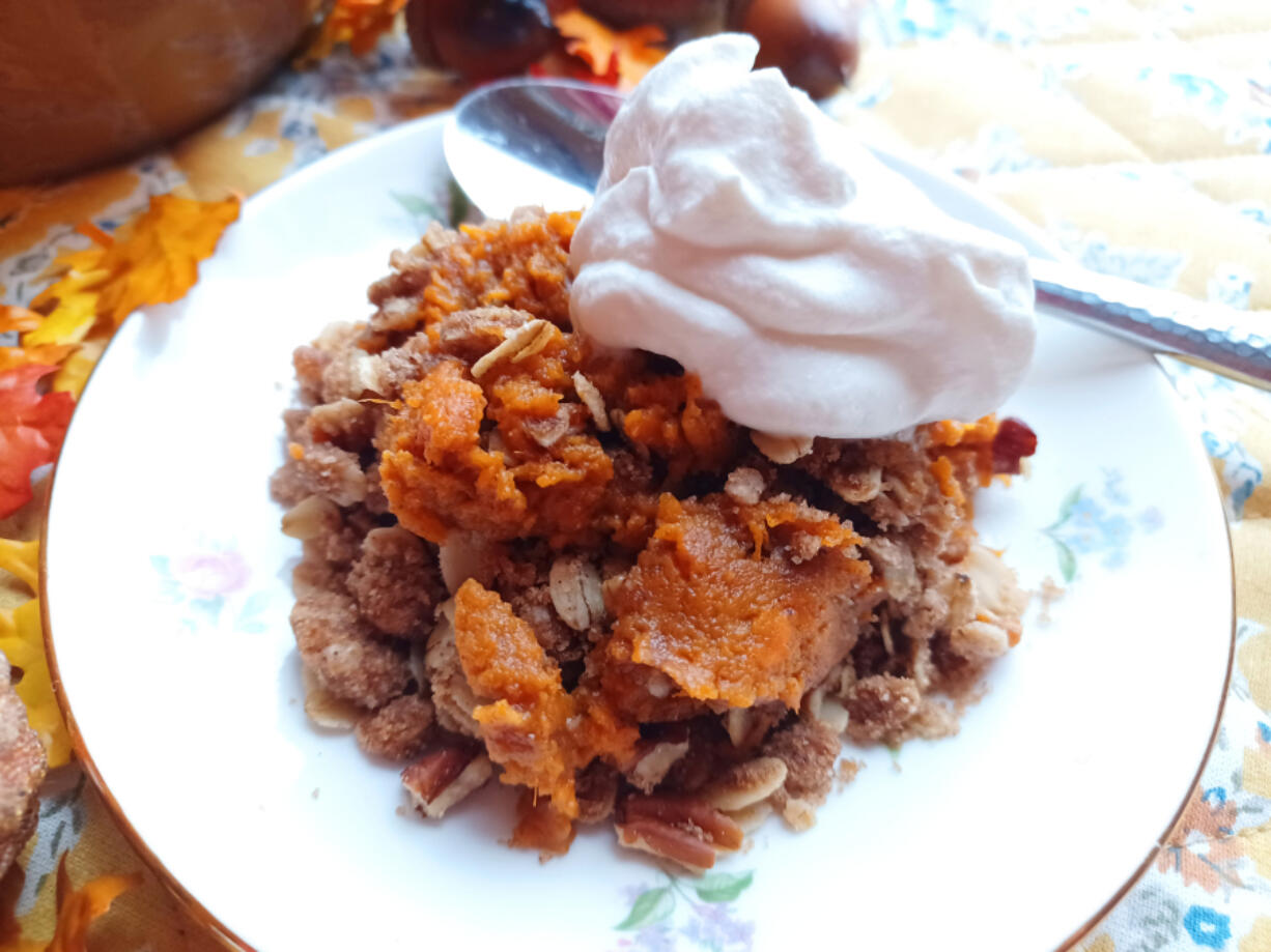 Take sweet potatoes off the dinner table and onto the dessert table with Sweet Potato Crisp.