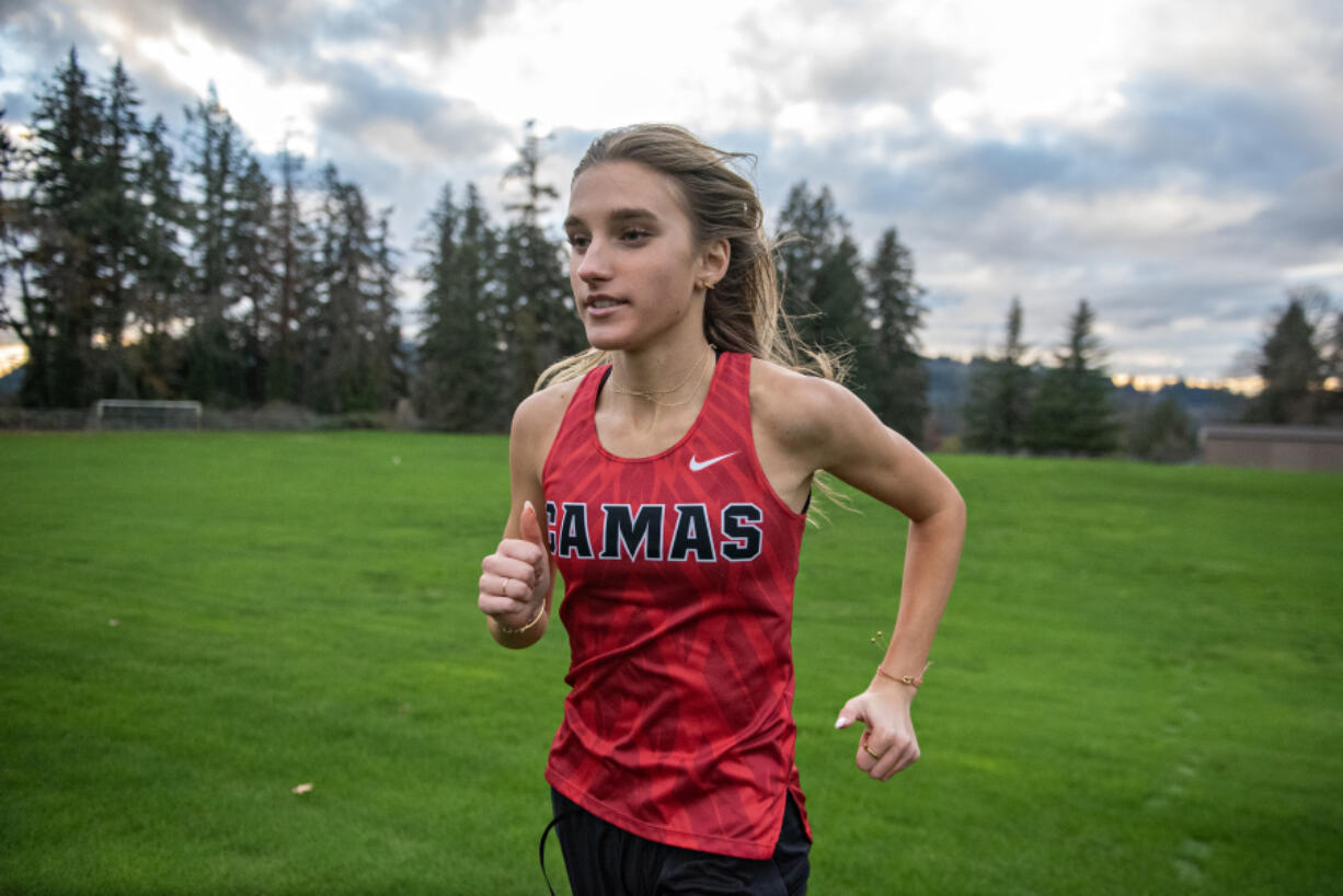 Cross-country standout Eliisa Marshall is pictured at Camas High School on Thursday afternoon, Nov. 21, 2024.