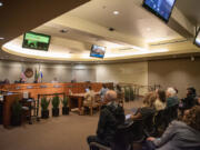 Residents speak to the Vancouver City Council on Monday during a Vancouver City Council meeting.