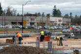 Construction continues near the new Costco at Union Ridge Town Center in Ridgefield. Thirteen businesses are expected to move into the shopping center, while even more retailers are expected to open at developments nearby.