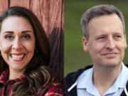 Republican Jaime Herrera Beutler, left, and Democrat Dave Upthegrove, right, are competing in the 2024 Washington state lands commissioner race.