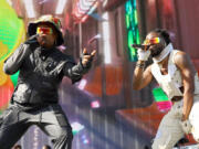 Doctur Dot (aka WowGr8), left, and Olu of Earthgang perform April 15, 2023, during the Coachella Valley Music and Arts Festival in Indio, Calif.