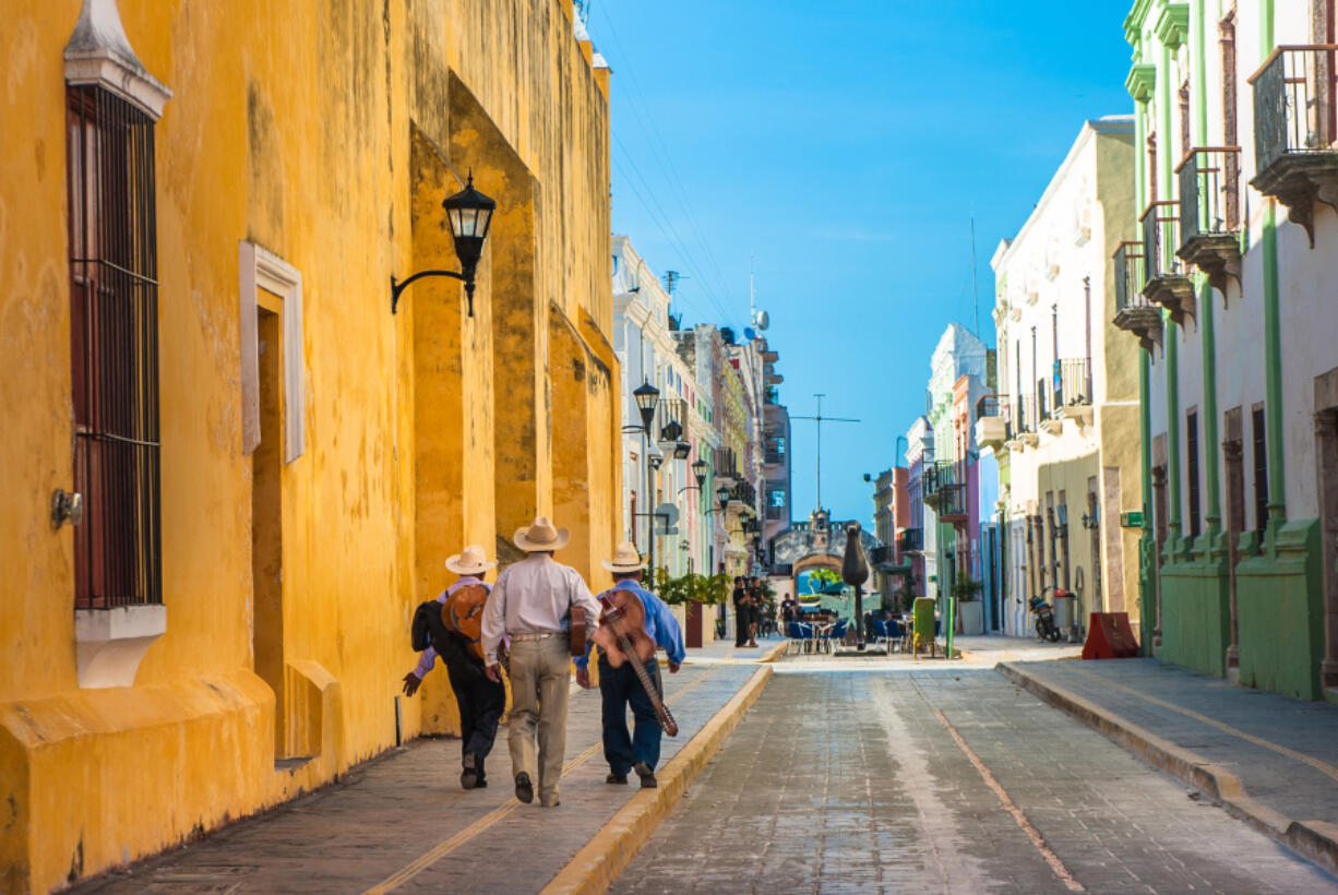 Mariachi on the streets of colonial Campeche city, Mexico.