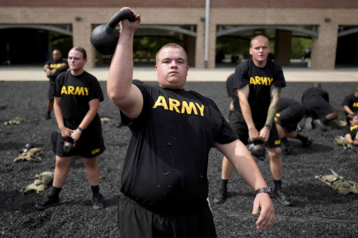 A new recruit participates in the Army&rsquo;s future soldier prep course at Fort Jackson, a U.S. Army training center, in Columbia, S.C., on Sept. 25.