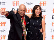 Quincy Jones, left, and Rashida Jones attend the &ldquo;Quincy&rdquo; premiere Sept. 9, 2018, during 2018 Toronto International Film Festival at Princess of Wales Theatre in Toronto.