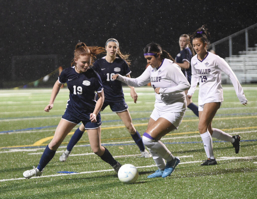 Skyview's Quinn Lundy (19) shown here in Wednesday's first-round win over Puyallup, and the Storm saw their season end Saturday in a 3-0 loss to Issaquah at Kiggins Bowl. The loss ends Skyview's season at 13-2-3, but the quarterfinals is Skyview's best state finish since placing fourth in 2010.