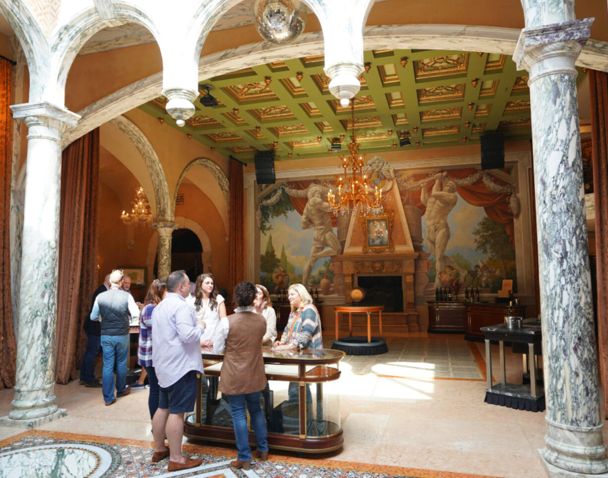 People taste wine at St. Helena&rsquo;s Del Dotto Estate Winery &amp; Caves on Sept. 21, 2017, in California&rsquo;s Napa Valley.